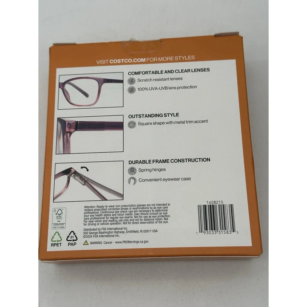 Foster Grant Full Rim Fashion Reading Glasses 3 Pack +1.25. A 1408215